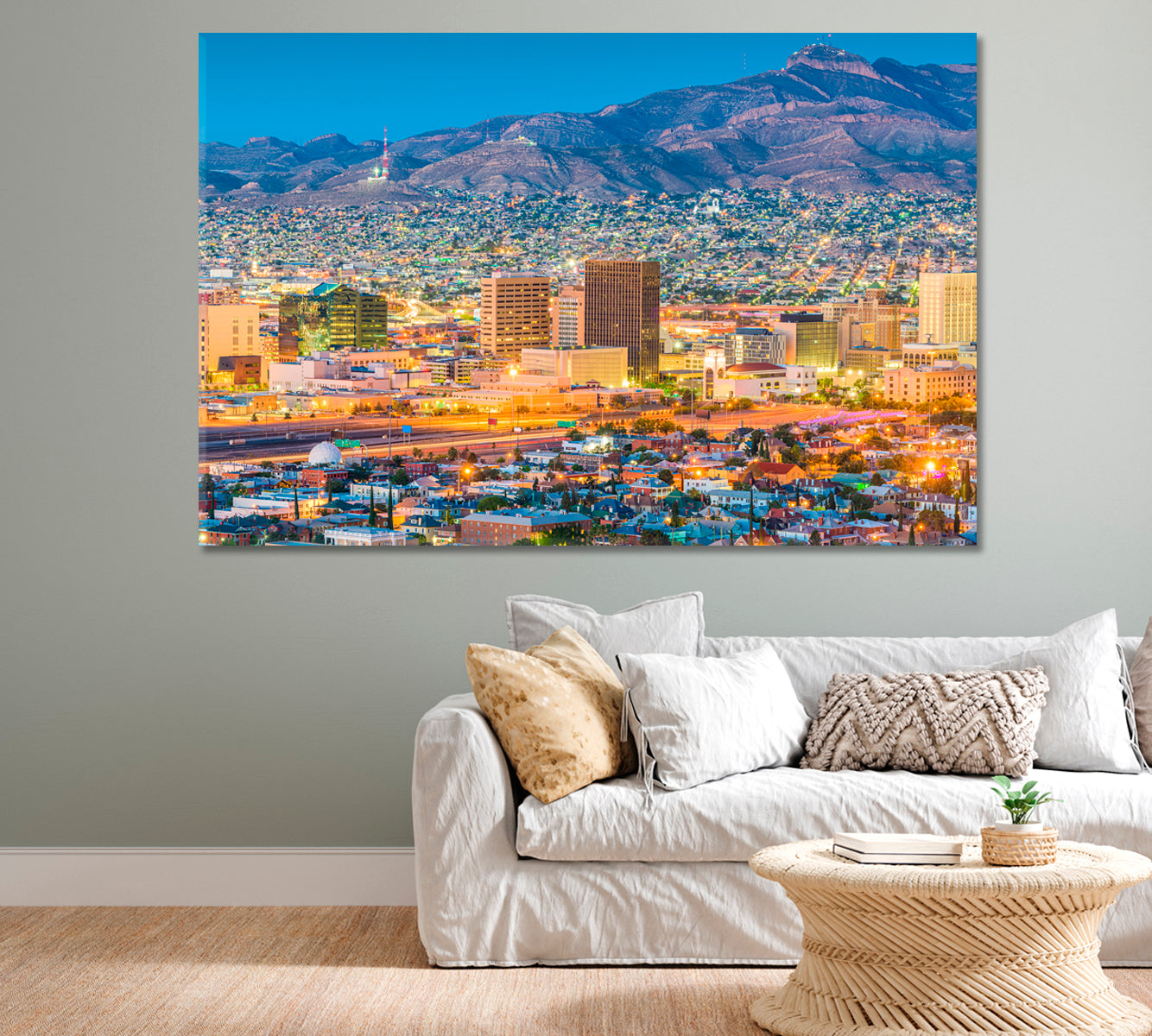 Night Lights El Paso Texas USA Canvas Print-Canvas Print-CetArt-1 Panel-24x16 inches-CetArt