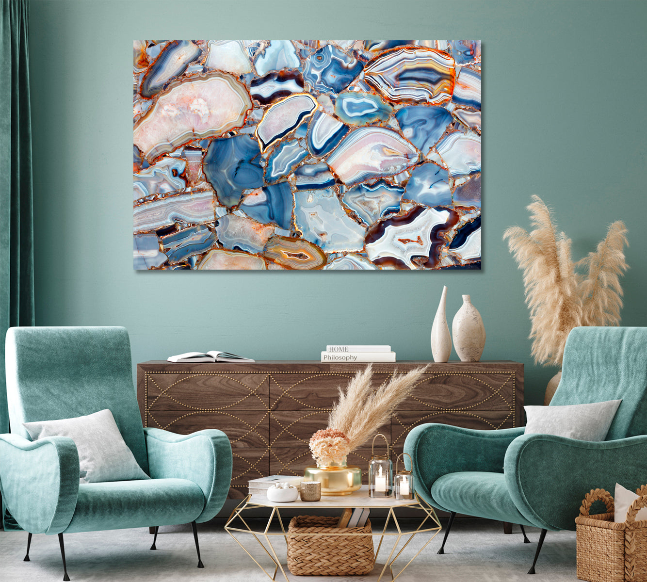 Natural white Blue Agate Crystal Canvas Print-Canvas Print-CetArt-1 Panel-24x16 inches-CetArt