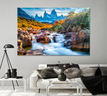 Mount Fitzroy on the Border Chile and Argentina Canvas Print-Canvas Print-CetArt-1 Panel-24x16 inches-CetArt