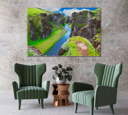 Fjadrargljufur Canyon Iceland Canvas Print-Canvas Print-CetArt-1 Panel-24x16 inches-CetArt