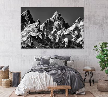 Snow Covered Tetons Mountain Range Canvas Print-Canvas Print-CetArt-1 Panel-24x16 inches-CetArt