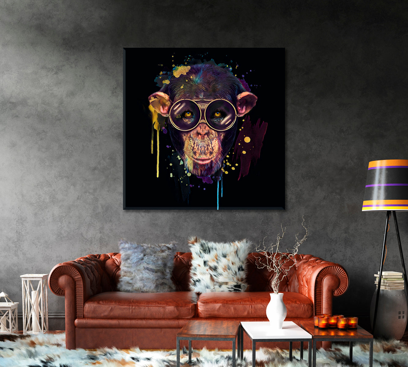 Hipster Monkey Canvas Print-Canvas Print-CetArt-1 panel-12x12 inches-CetArt