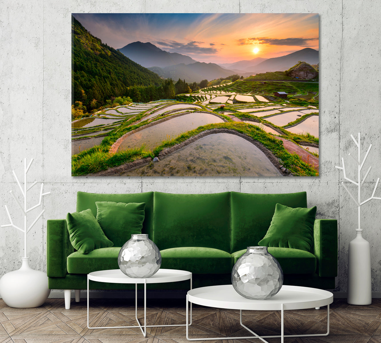 Rice Terraces at Sunset Japan Canvas Print-Canvas Print-CetArt-1 Panel-24x16 inches-CetArt