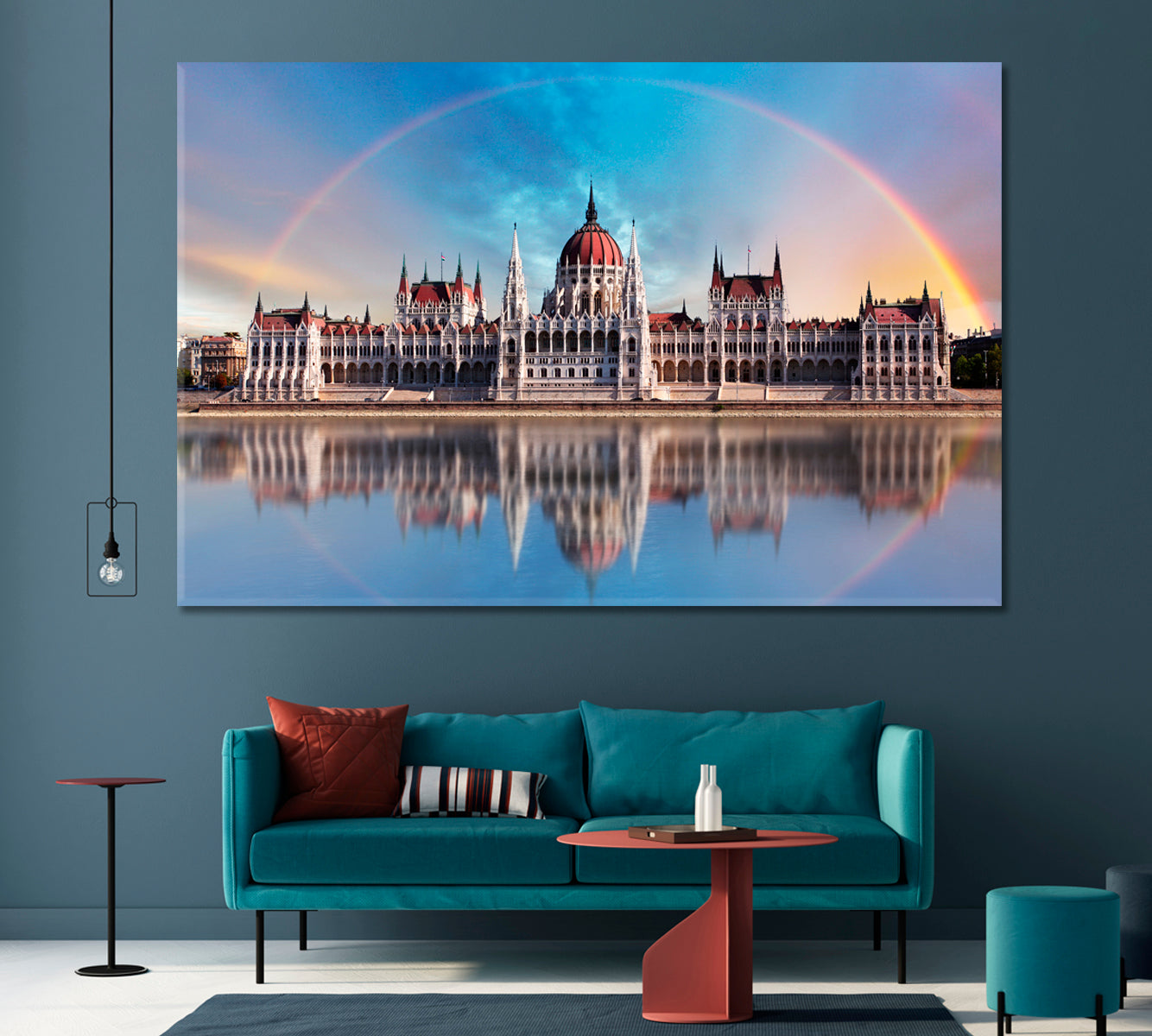 Hungarian Parliament with Reflection in Danube River Canvas Print-Canvas Print-CetArt-1 Panel-24x16 inches-CetArt