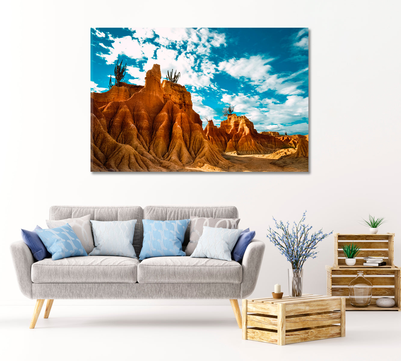 Big Orange Sand Stones of Tatacoa Desert Colombia Canvas Print-Canvas Print-CetArt-1 Panel-24x16 inches-CetArt