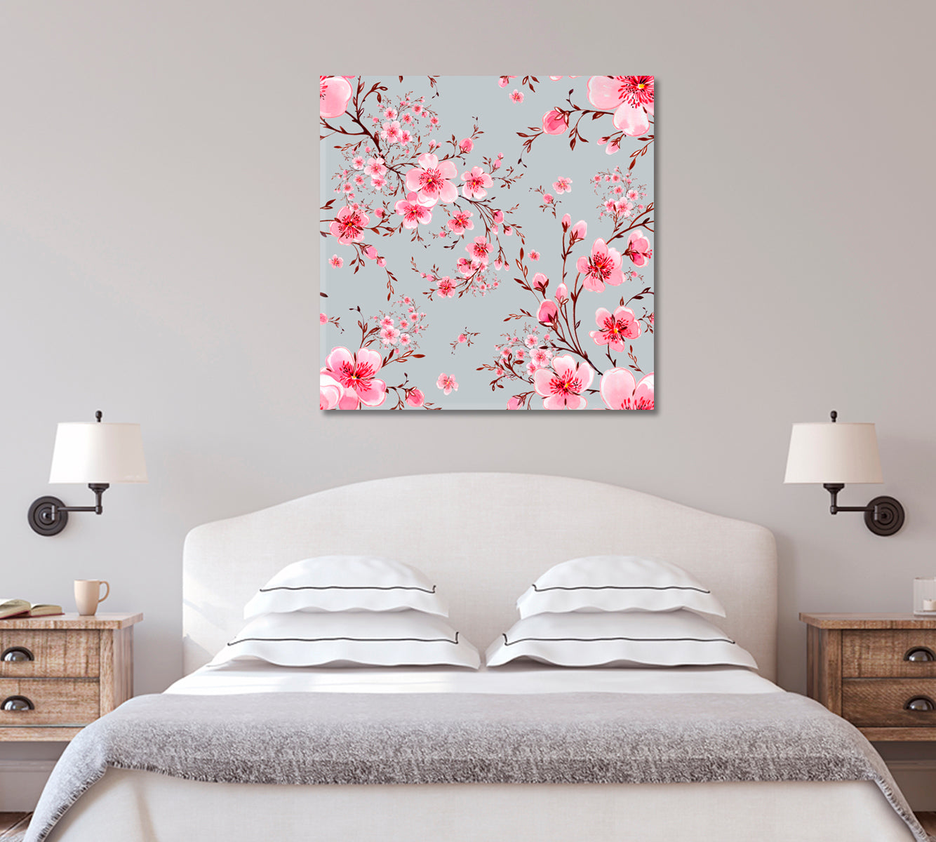 Abstract Beautiful Pink Flowers Canvas Print-Canvas Print-CetArt-1 panel-12x12 inches-CetArt