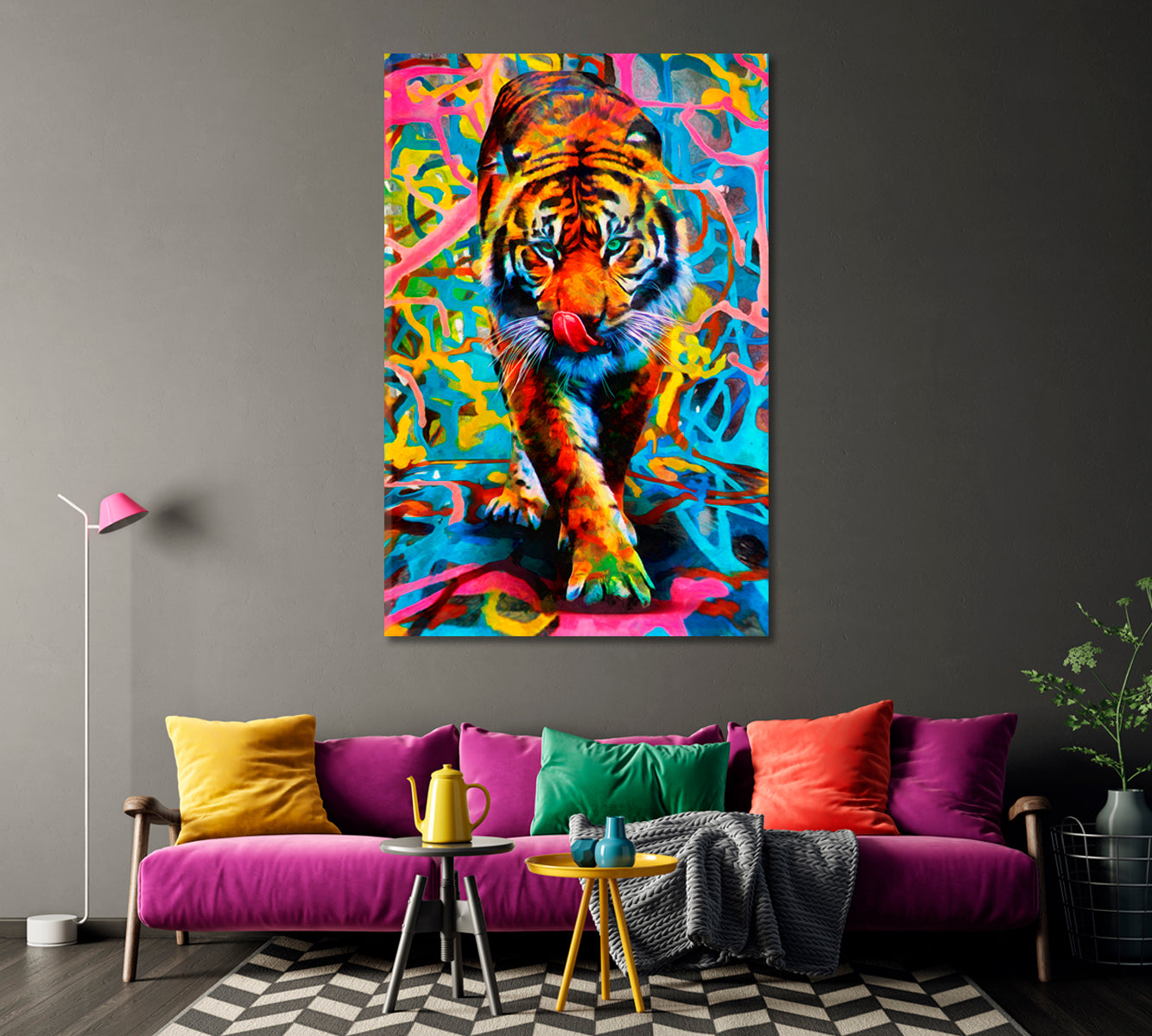 Modern Oil Painting of Tiger Canvas Print-Canvas Print-CetArt-1 panel-16x24 inches-CetArt