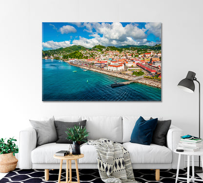 Coastal City Saint George's Grenada Caribbean Islands Canvas Print-Canvas Print-CetArt-1 Panel-24x16 inches-CetArt