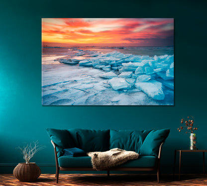 Winter Landscape on Seashore During Sunset Canvas Print-Canvas Print-CetArt-1 Panel-24x16 inches-CetArt