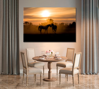 Horses Silhouette at Sunset Canvas Print-Canvas Print-CetArt-1 Panel-24x16 inches-CetArt