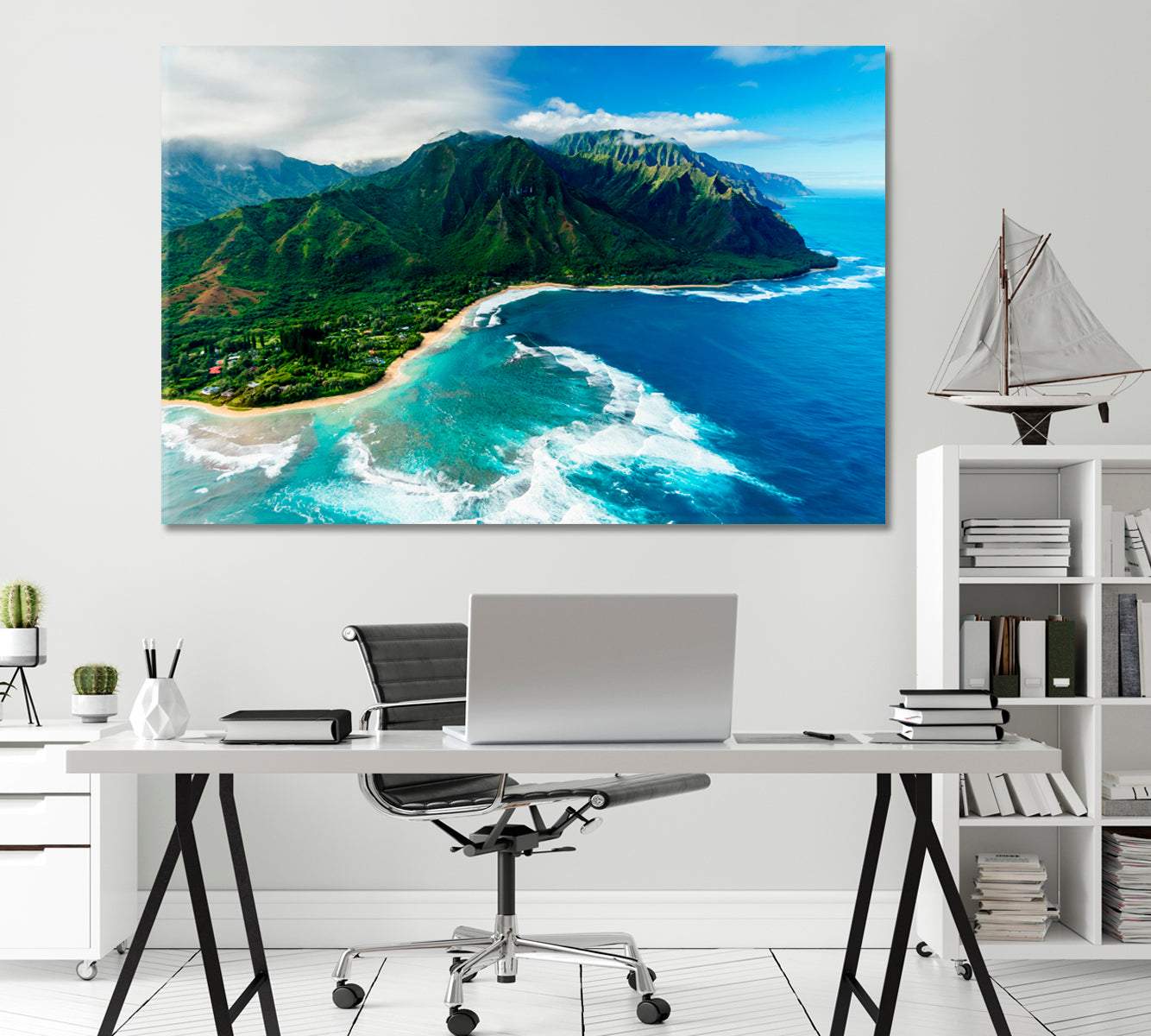 Napali Coast State Wilderness Park Hawaii Canvas Print-Canvas Print-CetArt-1 Panel-24x16 inches-CetArt