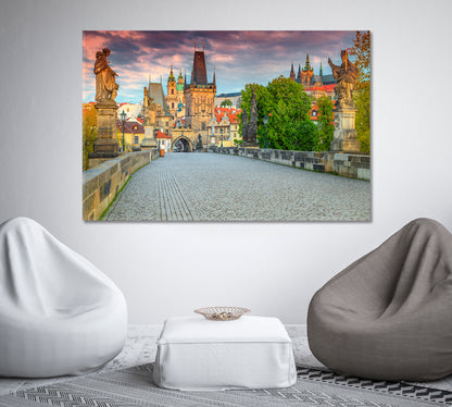 Old Town Tower and Charles Bridge Prague Canvas Print-Canvas Print-CetArt-1 Panel-24x16 inches-CetArt