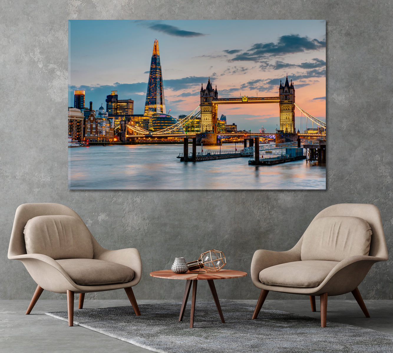 Tower Bridge at Dusk London UK Canvas Print-Canvas Print-CetArt-1 Panel-24x16 inches-CetArt