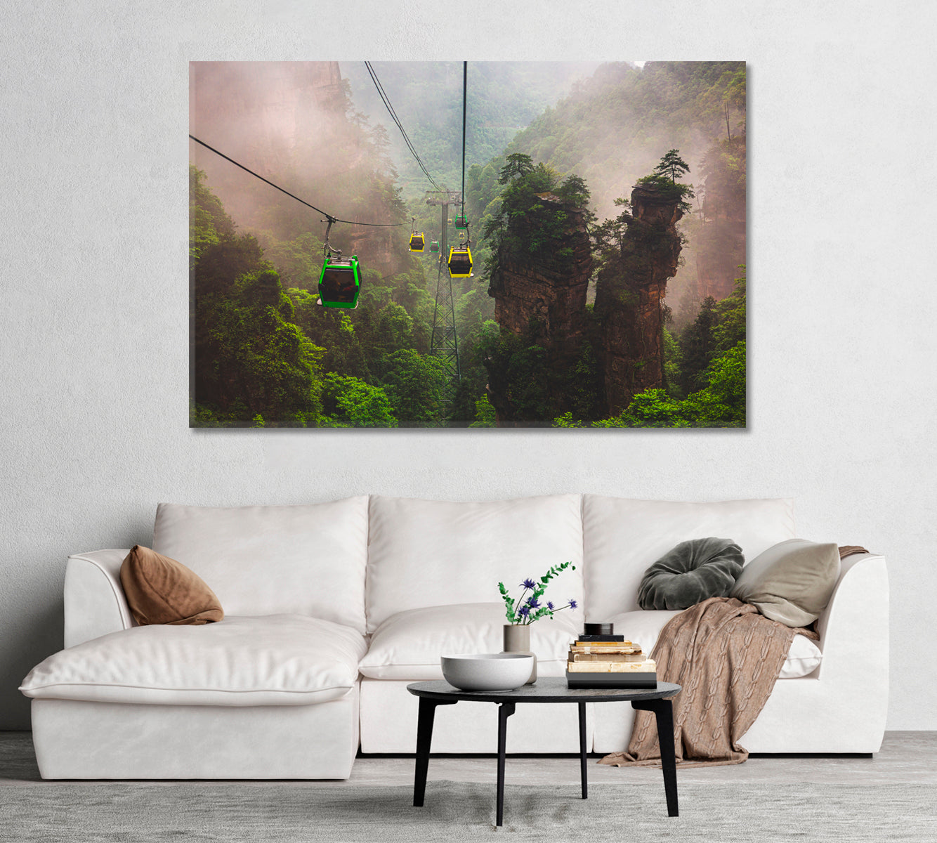 Zhangjiajie National Forest Park with Cable Car China Canvas Print-Canvas Print-CetArt-1 Panel-24x16 inches-CetArt