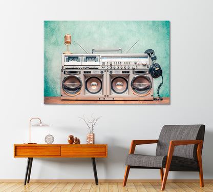 Retro Ghettoblaster Canvas Print-Canvas Print-CetArt-1 Panel-24x16 inches-CetArt