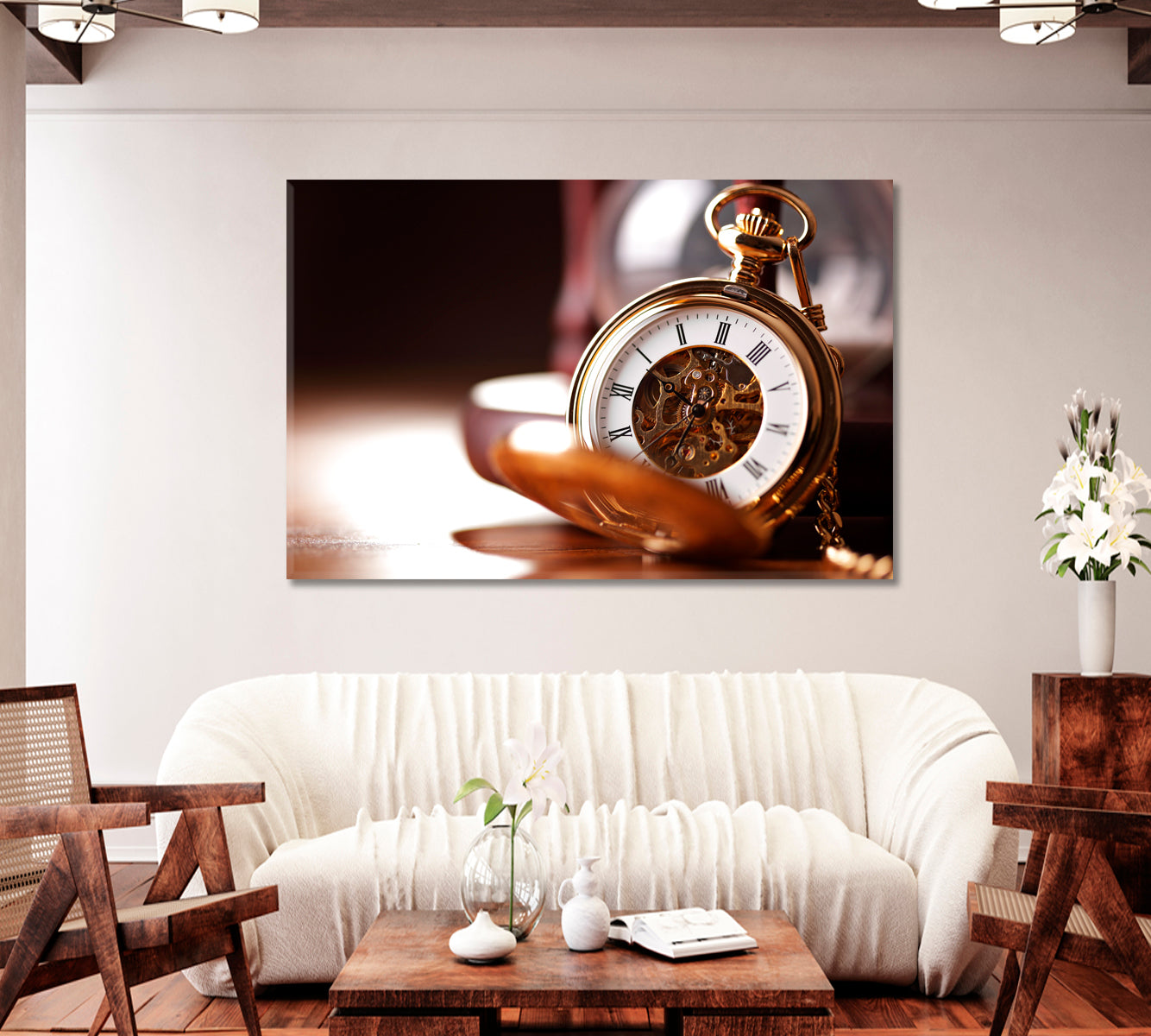 Vintage Gold Pocket Watch Canvas Print-Canvas Print-CetArt-1 Panel-24x16 inches-CetArt