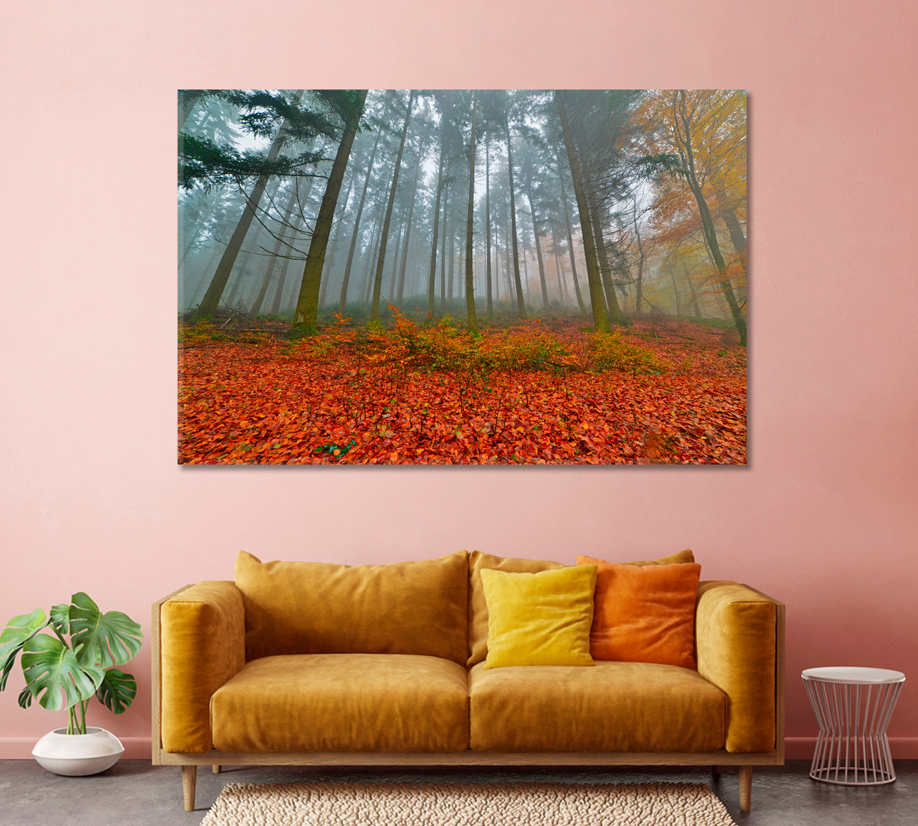 Foggy Autumn Pine Forest Canvas Print-Canvas Print-CetArt-1 Panel-24x16 inches-CetArt