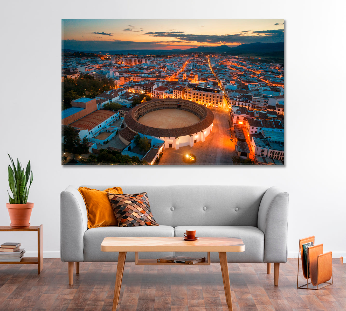 Plaza De Toros De Ronda Aerial View at Night Spain Canvas Print-Canvas Print-CetArt-1 Panel-24x16 inches-CetArt