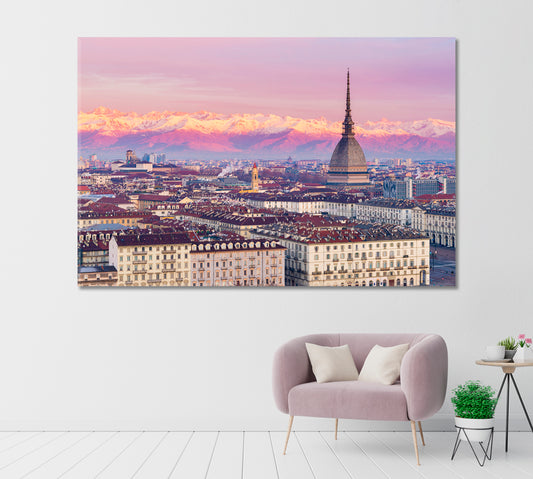 Turin City and Mole Tower Italy Canvas Print-Canvas Print-CetArt-1 Panel-24x16 inches-CetArt