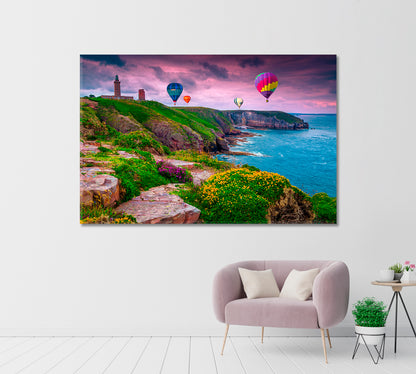 Fantastic Landscape with Air Balloons at Sunset Canvas Print-Canvas Print-CetArt-1 Panel-24x16 inches-CetArt