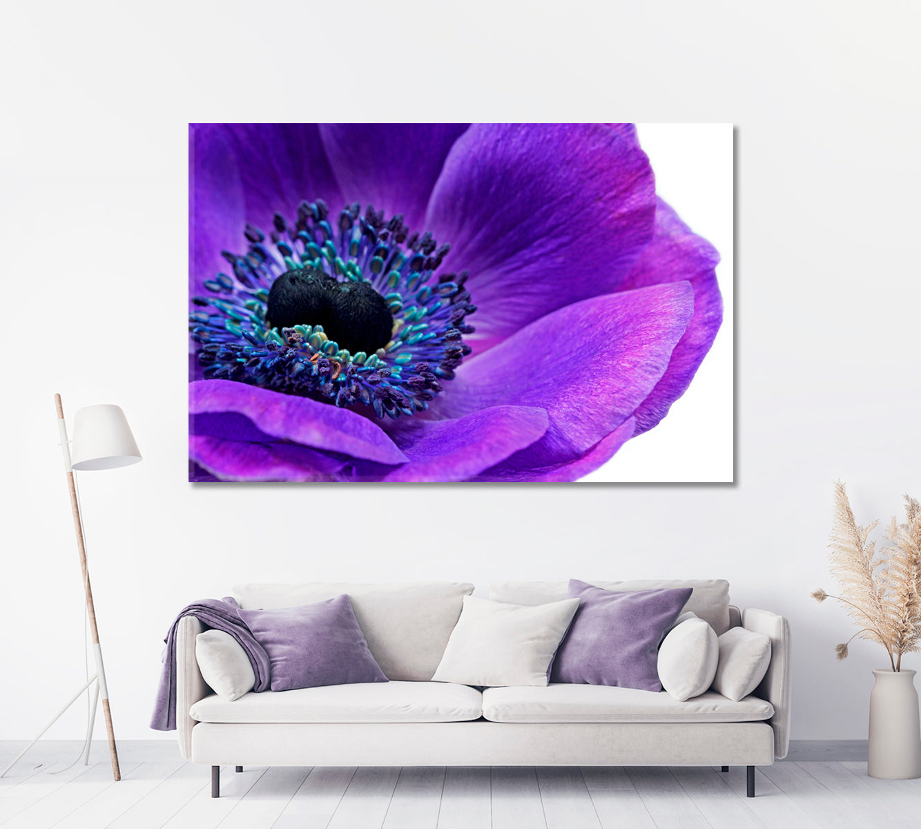 Ultra Violet Anemone Flower Canvas Print-Canvas Print-CetArt-1 Panel-24x16 inches-CetArt