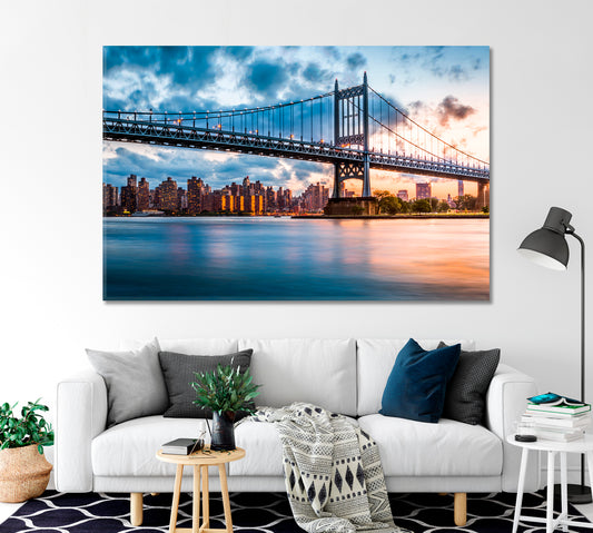 Triborough Bridge at Sunset in Queens New York Canvas Print-Canvas Print-CetArt-1 Panel-24x16 inches-CetArt