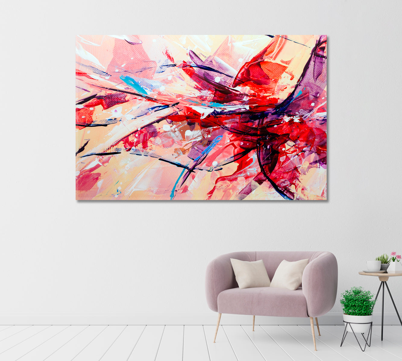 Abstract Multicolor Brush Strokes Canvas Print-Artwork-CetArt-1 Panel-24x16 inches-CetArt