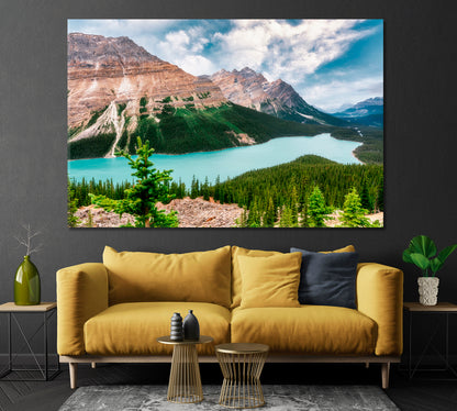 Lake Peyto in Rocky Mountains of Canada Canvas Print-Canvas Print-CetArt-1 Panel-24x16 inches-CetArt