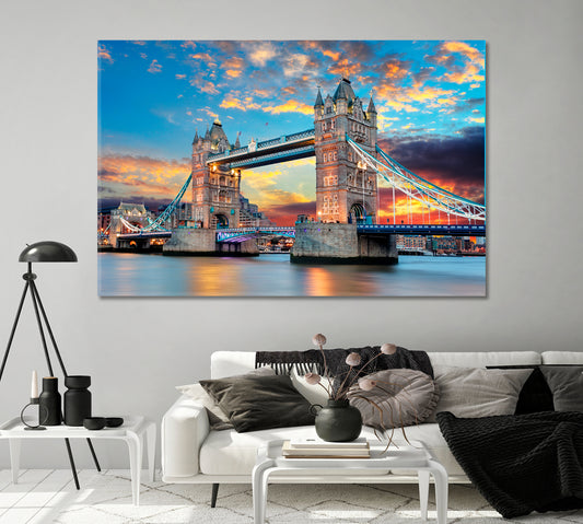 Tower Bridge in London UK Canvas Print-Canvas Print-CetArt-1 Panel-24x16 inches-CetArt