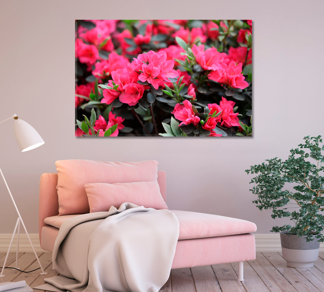 Azaleas Flowers Blooming in Spring Canvas Print-Canvas Print-CetArt-1 Panel-24x16 inches-CetArt