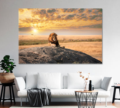 Lion King Resting on Rock Canvas Print-Canvas Print-CetArt-1 Panel-24x16 inches-CetArt