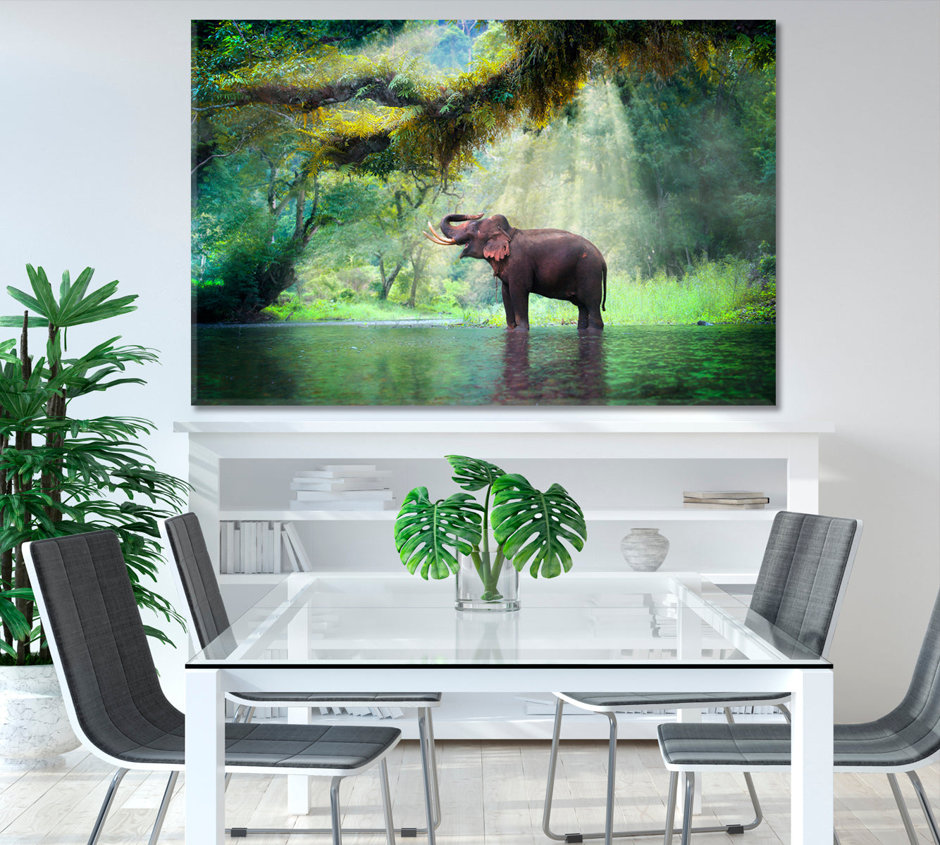 Wild Elephant in the Fairy Forest Thailand Canvas Print-Canvas Print-CetArt-1 Panel-24x16 inches-CetArt