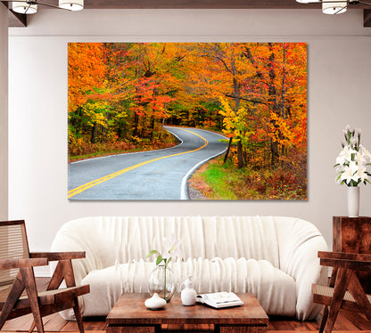 Road to Vermouth USA Autumn Landscape Canvas Print-Canvas Print-CetArt-1 Panel-24x16 inches-CetArt