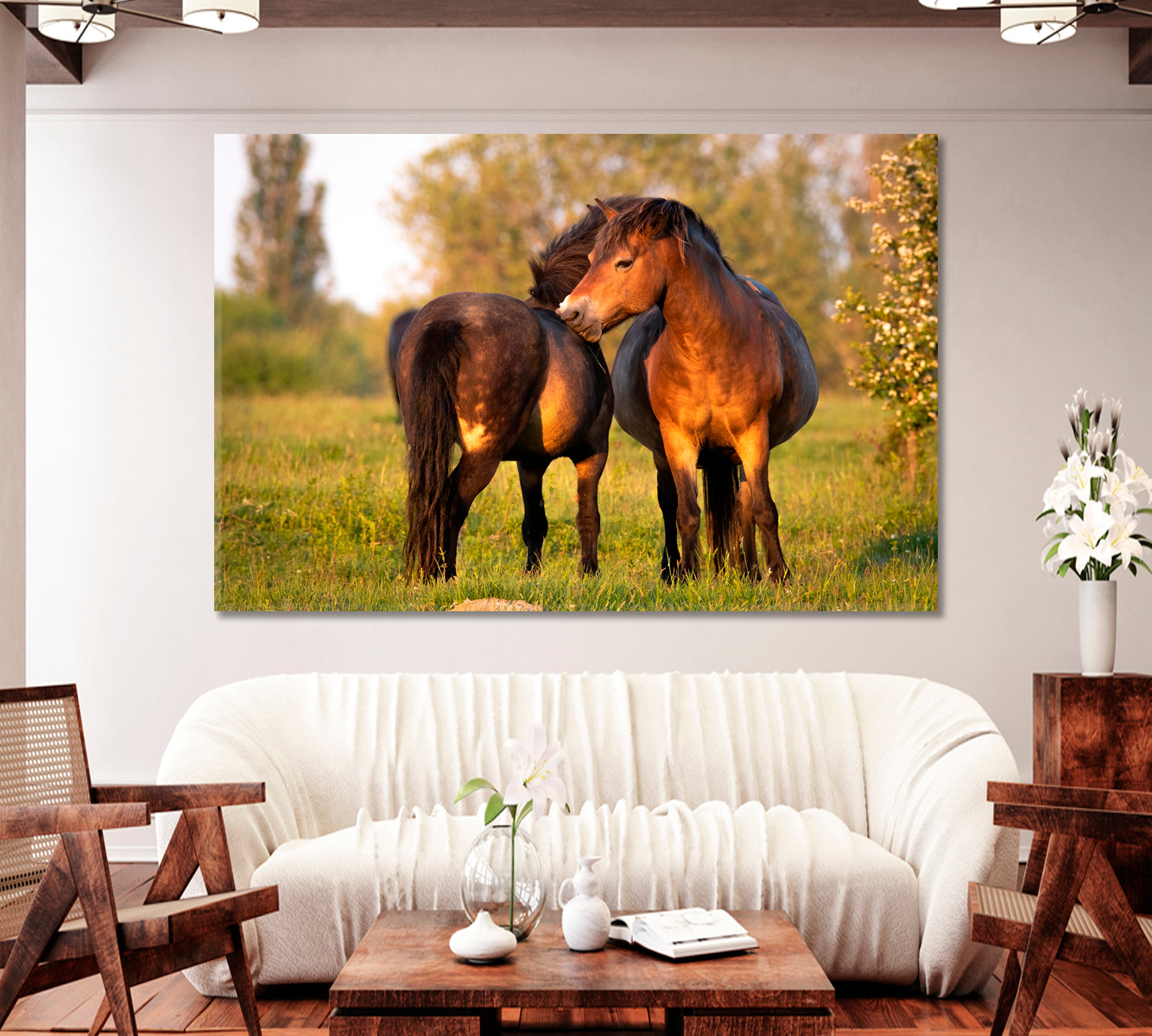 Pair of Exmoor Ponies Canvas Print-Canvas Print-CetArt-1 Panel-24x16 inches-CetArt