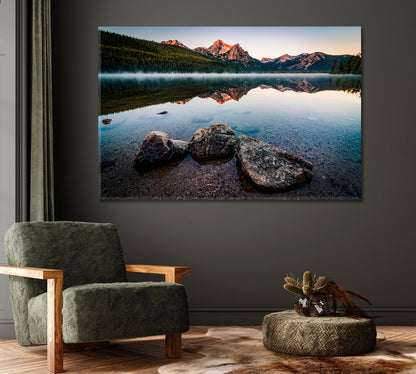 Stanley Lake and McGown Peak Idaho Sawtooth Range Canvas Print-Canvas Print-CetArt-1 Panel-24x16 inches-CetArt