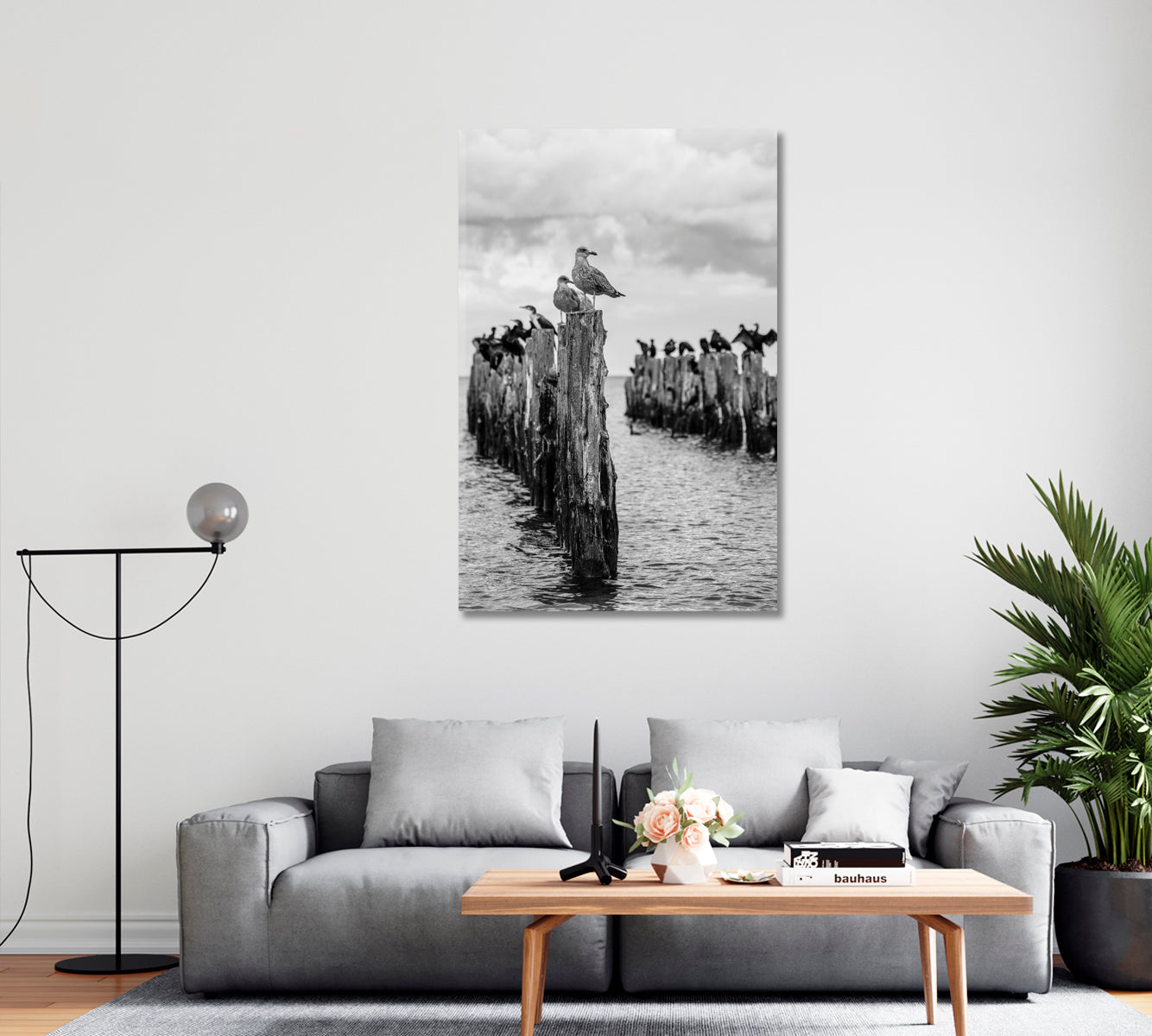 Seagull on Old Pier Canvas Print-Canvas Print-CetArt-1 panel-16x24 inches-CetArt