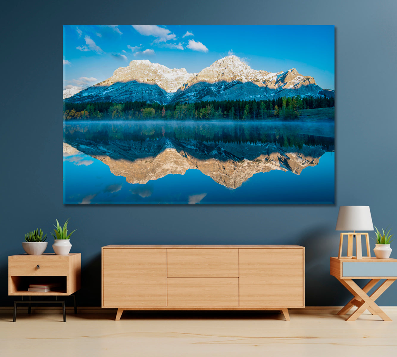 Wedge Pond with Mountain Reflection Alberta Canvas Print-Canvas Print-CetArt-1 Panel-24x16 inches-CetArt