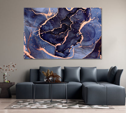 Luxury Abstract Blue Fluid Art Swirls Canvas Print-Canvas Print-CetArt-1 Panel-24x16 inches-CetArt