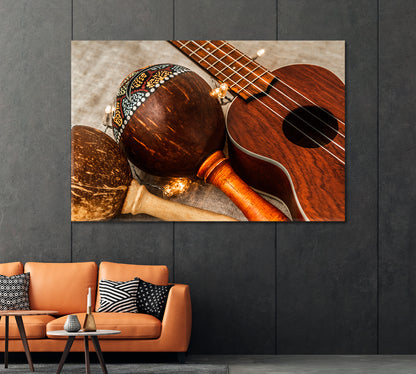 Ukulele and Maracas Canvas Print-Canvas Print-CetArt-1 Panel-24x16 inches-CetArt