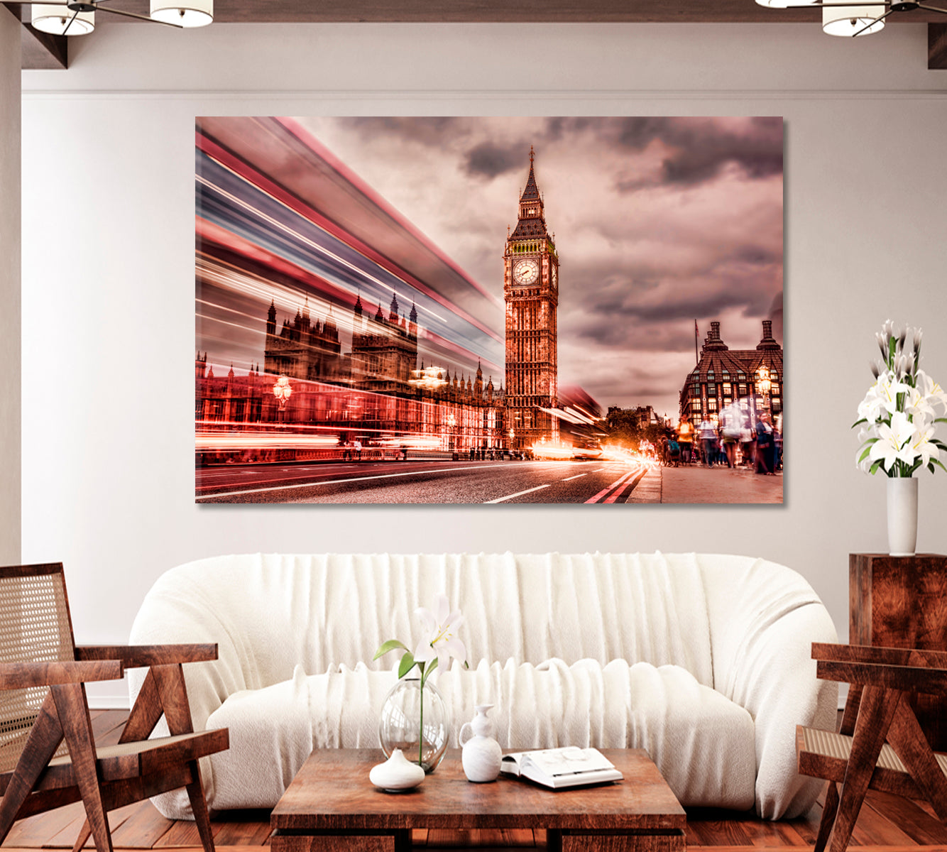 Big Ben in Retro Style London UK Canvas Print-Canvas Print-CetArt-1 Panel-24x16 inches-CetArt