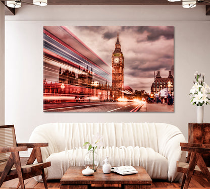 Big Ben in Retro Style London UK Canvas Print-Canvas Print-CetArt-1 Panel-24x16 inches-CetArt