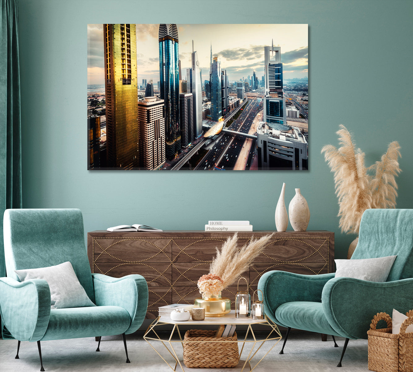 Picturesque Skyline World's Tallest Skyscrapers Dubai Canvas Print-Canvas Print-CetArt-1 Panel-24x16 inches-CetArt