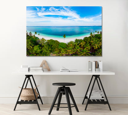 Tropical Beach with Palm Trees Indonesia Canvas Print-Canvas Print-CetArt-1 Panel-24x16 inches-CetArt