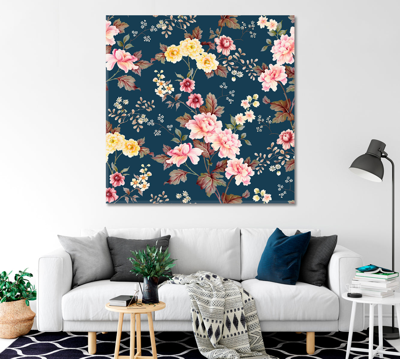 Abstract Hibiscus Flowers Canvas Print-Canvas Print-CetArt-1 panel-12x12 inches-CetArt