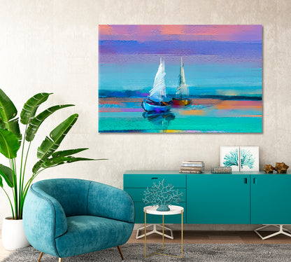 Colorful Sailboats Canvas Print-Canvas Print-CetArt-1 Panel-24x16 inches-CetArt