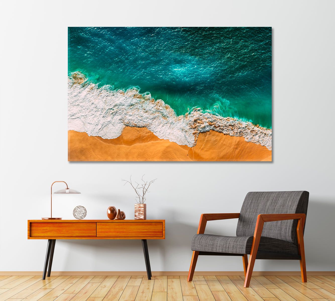 Turquoise Sandy Ocean Beach Canvas Print-Canvas Print-CetArt-1 Panel-24x16 inches-CetArt