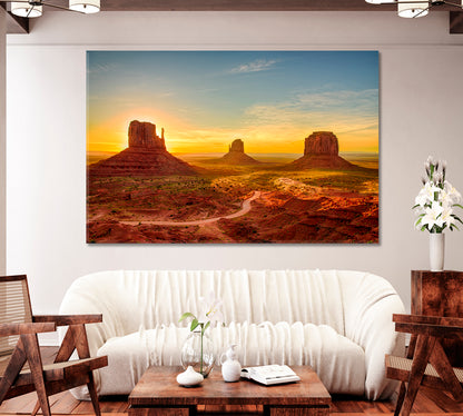 Sunrise at Monument Valley Arizona USA Canvas Print-Canvas Print-CetArt-1 Panel-24x16 inches-CetArt