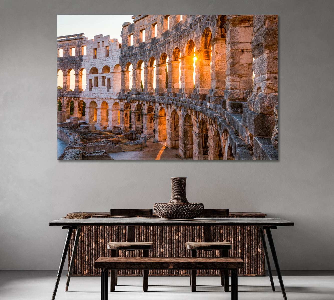 Roman Amphitheater Arenas Pula Croatia Canvas Print-Canvas Print-CetArt-1 Panel-24x16 inches-CetArt