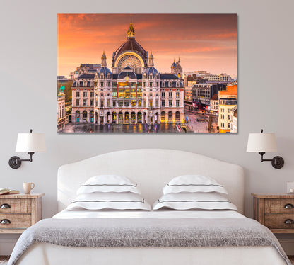 Antwerp Central Train Station Belgium Canvas Print-Canvas Print-CetArt-1 Panel-24x16 inches-CetArt