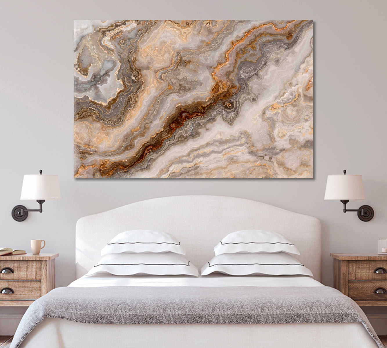 Beautiful Abstract Gray Marble with Gold Veins Canvas Print-Canvas Print-CetArt-1 Panel-24x16 inches-CetArt